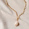 Coin Pearl paperclip chain - Golden