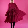 Dishy Dress Rusettikauluksella - Glitter Pinkki