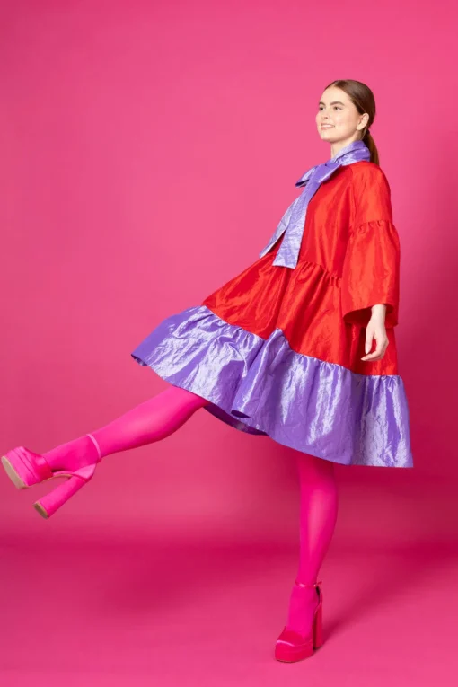 Lush Dress - Punainen/Laventeli M/L