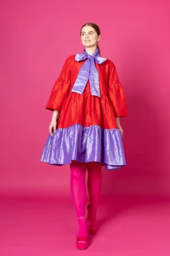 Lush Dress - Punainen/Laventeli M/L