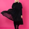 Lush Dress Puhvihihoilla - Glitter Musta M/L