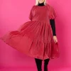 Lush Dress Puhvihihoilla - Glitter Punainen M/L
