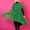 Lush Dress Puhvihihoilla - Glitter Vihreä M/L