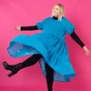 Lush Dress Puhvihihoilla - Glitter Turkoosi M/L