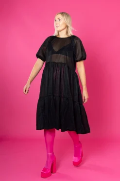 Lush Dress Puhvihihoilla - Glitter Musta M/L