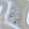 Pear Hoops - Speckled Silver