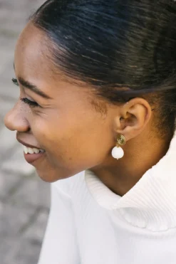 Rita Earrings - White Marble