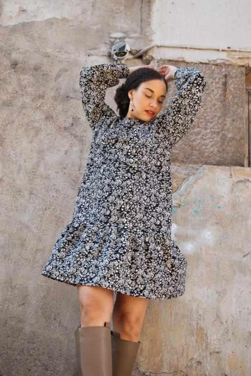 Ruffle Sweatshirt Dress - Night Meadow
