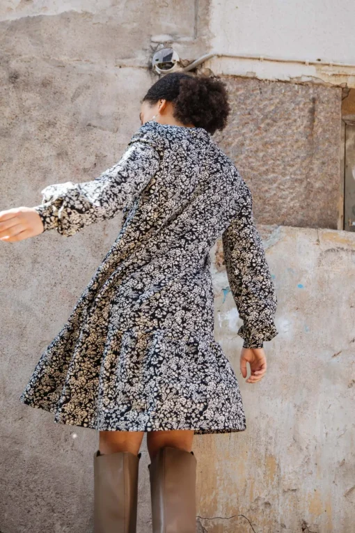 Ruffle Sweatshirt Dress - Night Meadow