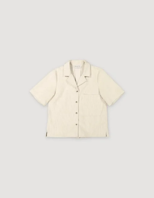 Short Sleeve Corduroy Blouse