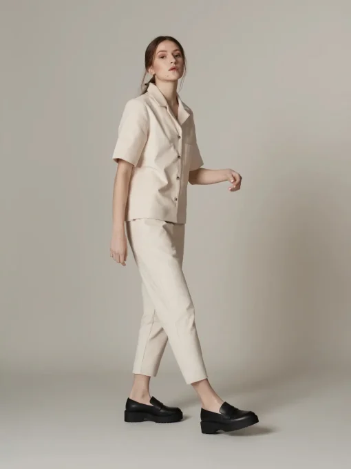 Short Sleeve Corduroy Blouse
