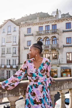 Wrap Midi Dress - Candy Aquarelle