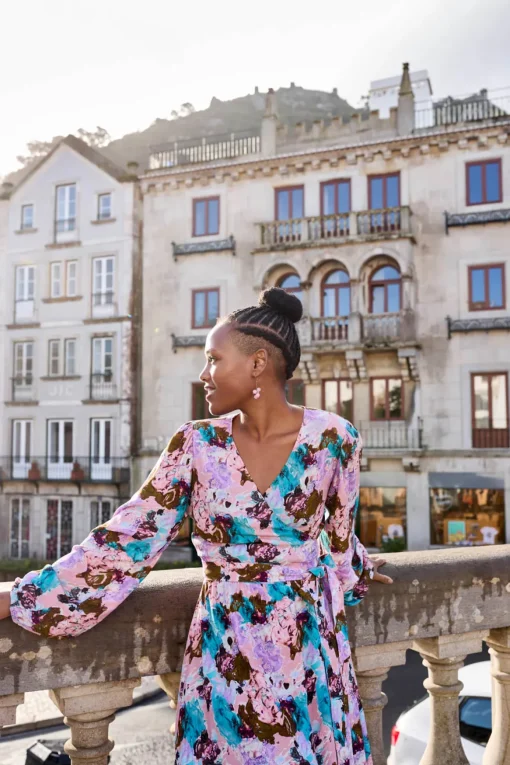 Wrap Midi Dress - Candy Aquarelle